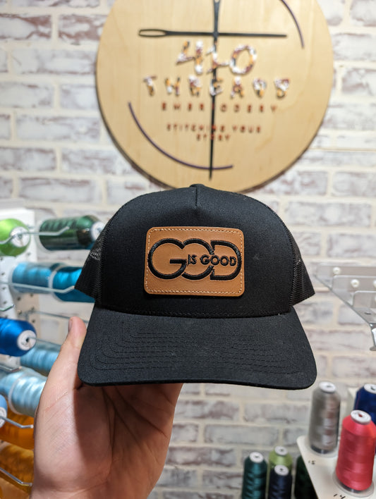 GOD is good leather patch hat
