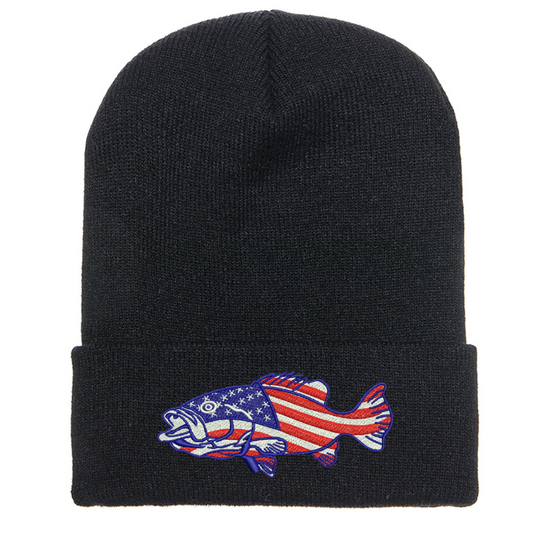 American Flag Bass Embroidered Beanie
